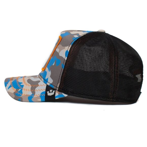 NWT Limited Edition Goorin Bros Luck Stays Down Blue Tan Camo Trucker Hat Unisex - Picture 6 of 13